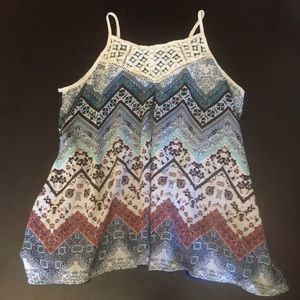 High neck tribal print tank top